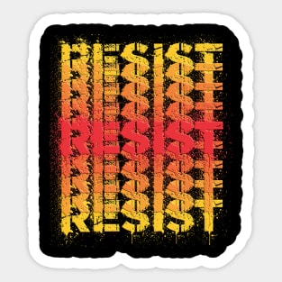 Array of the spray painted word resist Sticker